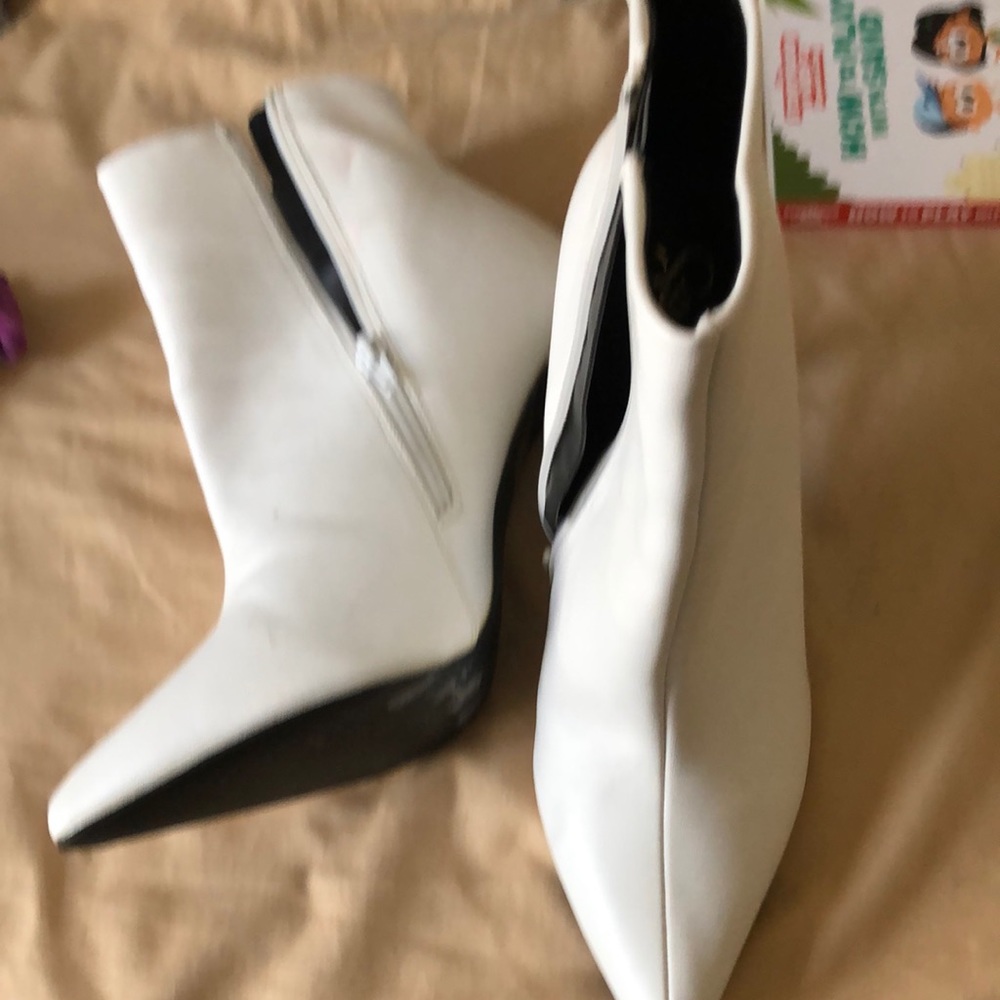 White stiletto booties